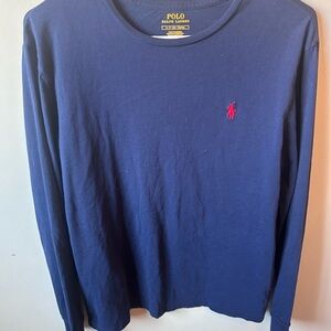 Polo by Ralph Lauren Navy Long-Sleeve Crewneck with Red Pony